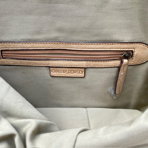 Cynthia Rowley Black Leather Large Tote Bag Black with Tan Straps - Picture 3 of 5